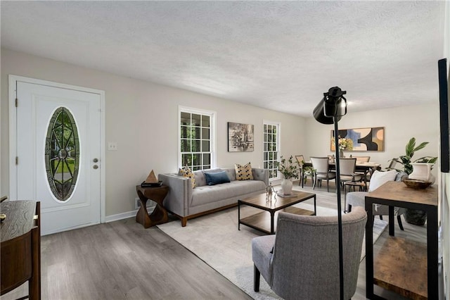2694 Hickory Valley Dr, Snellville, GA 30078 - living area with light wood-type flooring and a textured ceiling