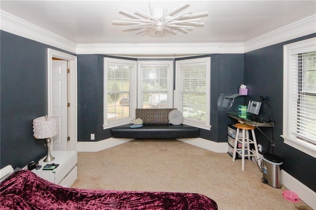 1120 Carl Bethlehem Rd, Winder, GA 30680 - carpeted bedroom featuring crown molding and multiple windows