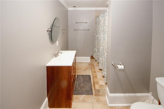 1120 Carl Bethlehem Rd, Winder, GA 30680 - bathroom featuring vanity, crown molding, and a shower with curtain