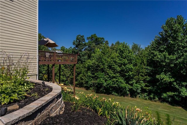 view of yard with a deck