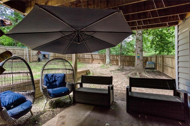 view of patio / terrace featuring a fenced backyard