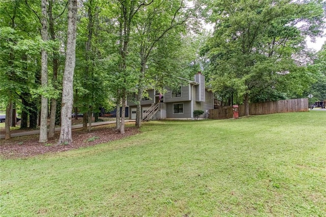 view of yard with stairway