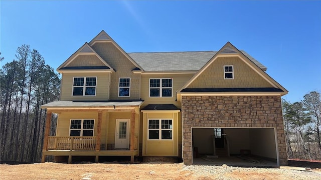 296 River Run Dr, Dallas, GA 30132 - rear view of house featuring a porch and stone siding