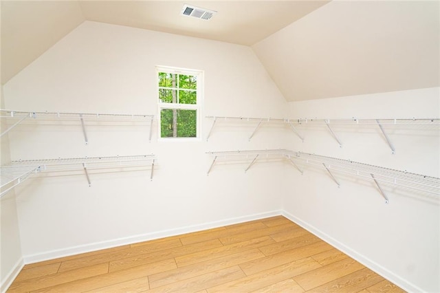 296 River Run Dr, Dallas, GA 30132 - walk in closet featuring light wood-type flooring and vaulted ceiling