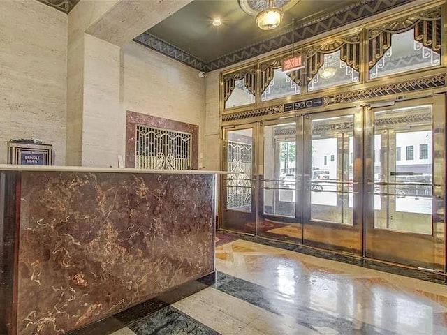 welcome area featuring french doors