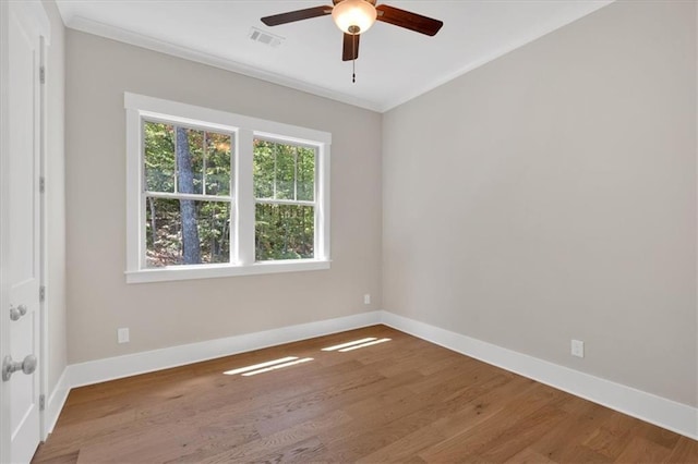 33 Cedar Gate Ln, Kingston, GA 30145 - unfurnished room with a ceiling fan, wood finished floors, ornamental molding, and baseboards