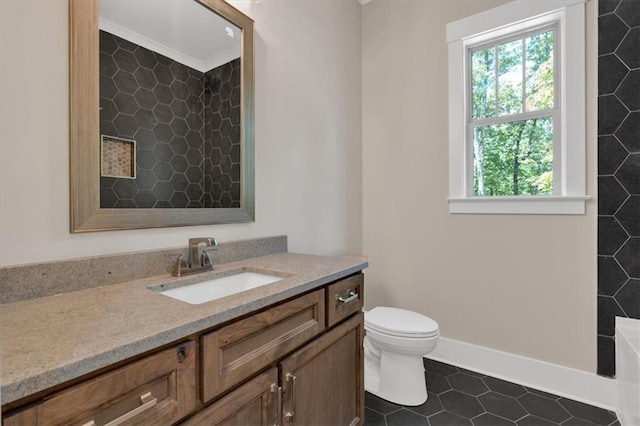 33 Cedar Gate Ln, Kingston, GA 30145 - full bath featuring tile patterned floors, vanity, toilet, baseboards, and a tub to relax in