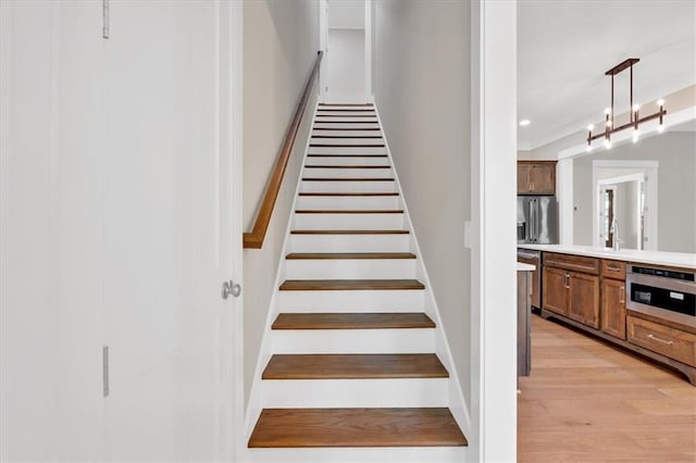 33 Cedar Gate Ln, Kingston, GA 30145 - staircase with wood finished floors and recessed lighting