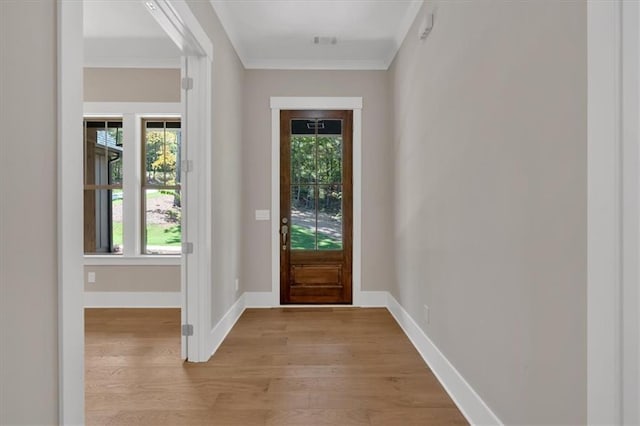 33 Cedar Gate Ln, Kingston, GA 30145 - entryway with light wood finished floors, crown molding, and baseboards