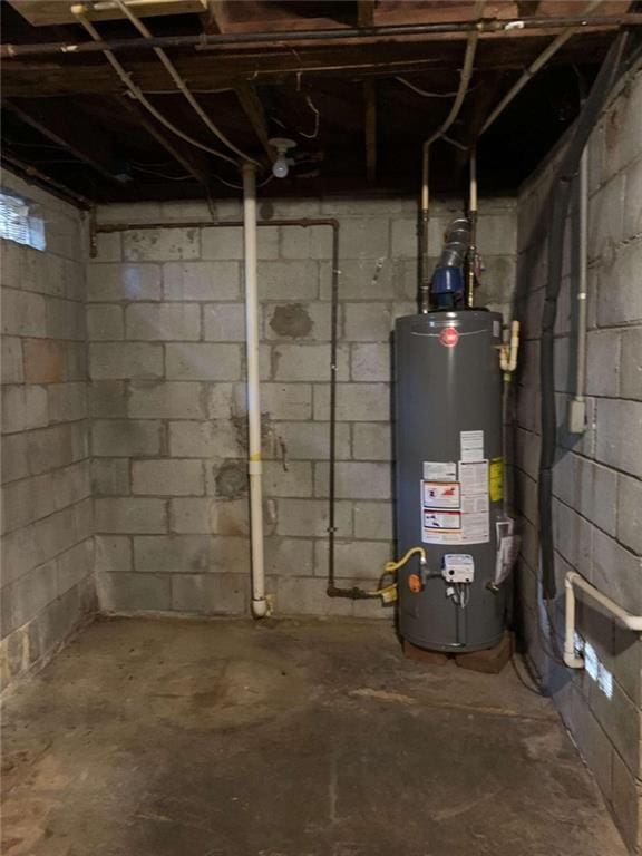 basement with gas water heater