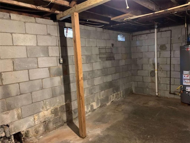 basement with water heater