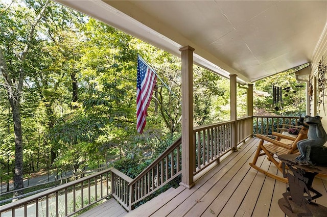 deck featuring covered porch