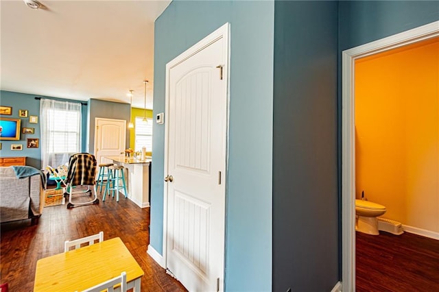 305 Thimbleberry Dr, Dawsonville, GA 30534 - hallway featuring dark wood-style floors