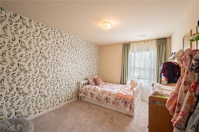 305 Thimbleberry Dr, Dawsonville, GA 30534 - carpeted bedroom with wallpapered walls and baseboards