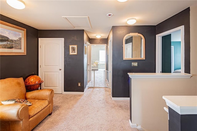 305 Thimbleberry Dr, Dawsonville, GA 30534 - corridor featuring light carpet and attic access