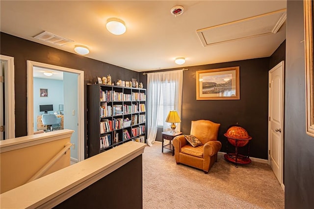 305 Thimbleberry Dr, Dawsonville, GA 30534 - sitting room featuring light carpet and attic access