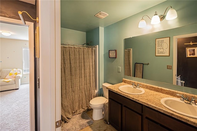 305 Thimbleberry Dr, Dawsonville, GA 30534 - bathroom with double vanity and a shower with curtain