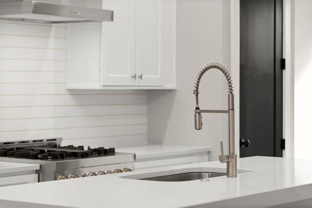 2329 Mason Dr Unit D24, Atlanta, GA 30316 - kitchen featuring range hood, a sink, white cabinetry, and light countertops