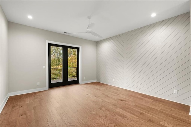 2329 Mason Dr Unit D24, Atlanta, GA 30316 - empty room featuring baseboards, light wood finished floors, recessed lighting, a ceiling fan, and an accent wall