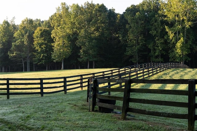 view of gate featuring a yard and a rural view