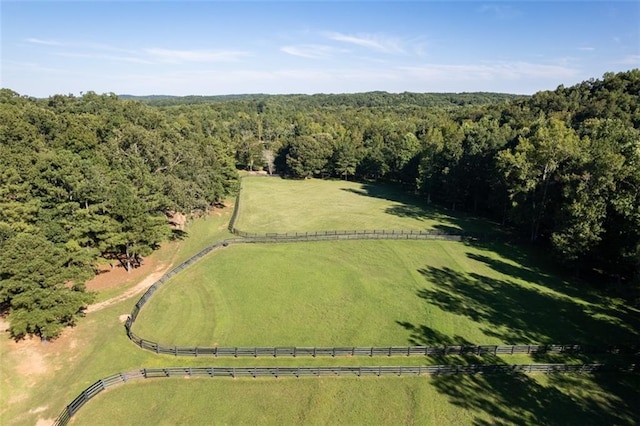 birds eye view of property featuring a rural view