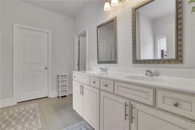 3940 Frasier Dr, Cumming, GA 30028 - full bathroom with double vanity and tile patterned flooring