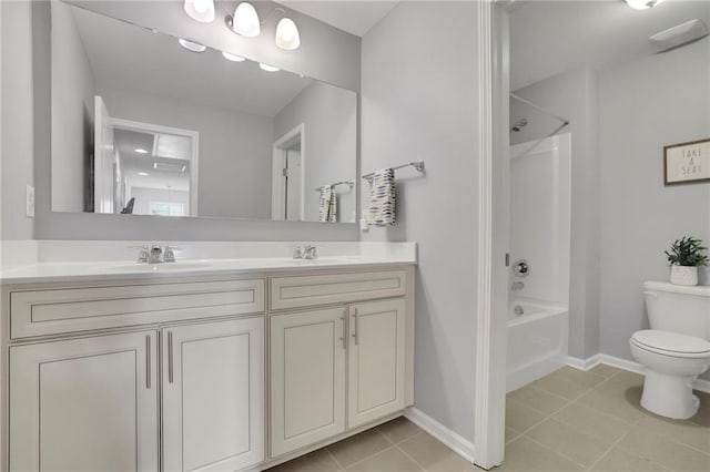 3940 Frasier Dr, Cumming, GA 30028 - bathroom with double vanity, bathing tub / shower combination, and tile patterned floors