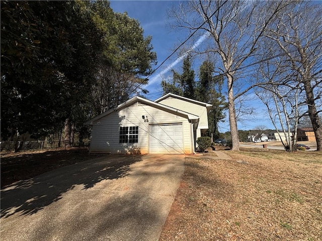 view of home's exterior with a garage