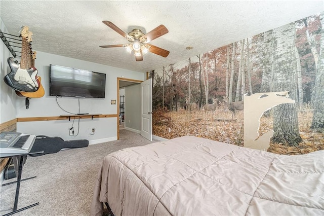 1623 Pratt Rd, Covington, GA 30014 - bedroom with a textured ceiling, carpet floors, and ceiling fan