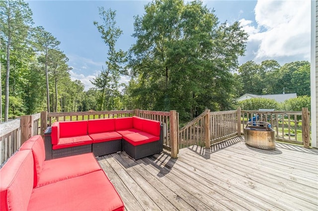 1623 Pratt Rd, Covington, GA 30014 - wooden terrace with an outdoor hangout area and view of wooded area