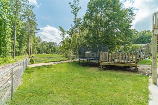 1623 Pratt Rd, Covington, GA 30014 - view of yard with a trampoline and a deck