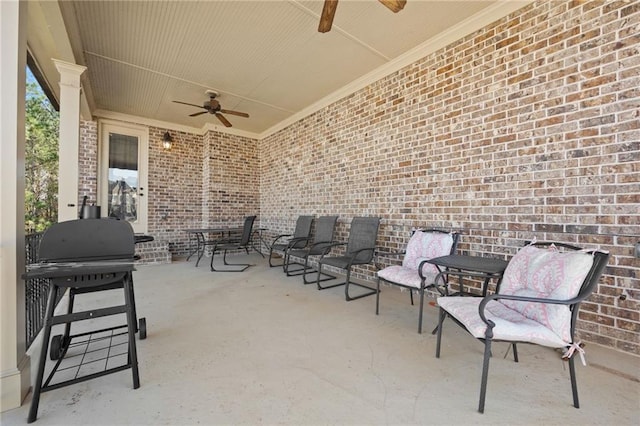 view of patio / terrace featuring grilling area and ceiling fan