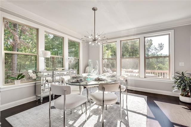 sunroom with an inviting chandelier