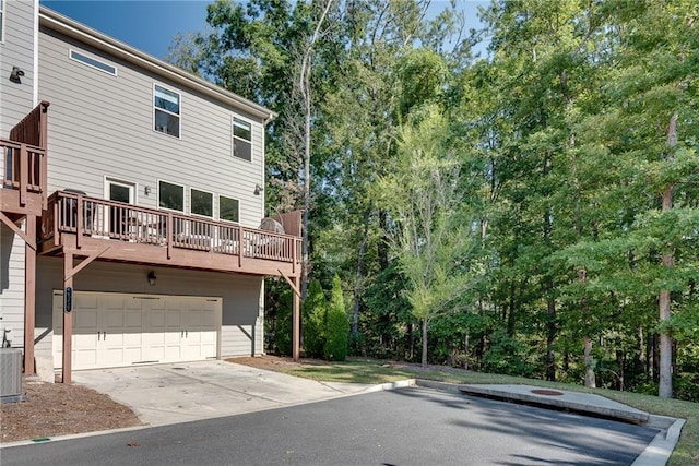 exterior space with a garage