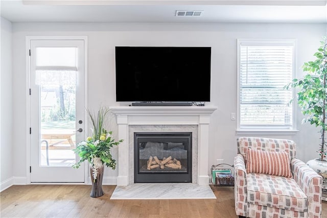 living room featuring hardwood / wood-style flooring