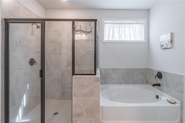 bathroom with plus walk in shower