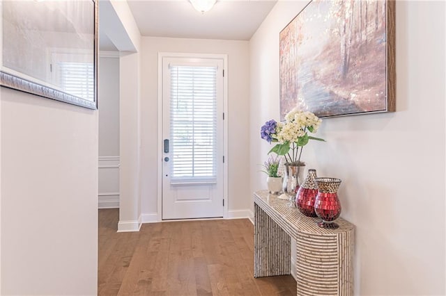 entryway with light wood-type flooring