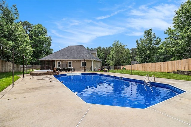 232 Christian Cir, Carrollton, GA 30116 - view of swimming pool featuring an in-ground hot tub, a fenced backyard, and a patio area