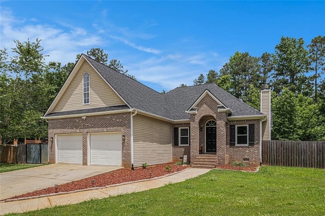 232 Christian Cir, Carrollton, GA 30116 - traditional-style house featuring brick siding, concrete driveway, a garage, a chimney, and roof with shingles