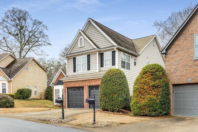 front facade with a garage