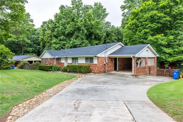 1966 Briarwood Dr, Gainesville, GA 30501 - ranch-style home with driveway, brick siding, a carport, and roof with shingles