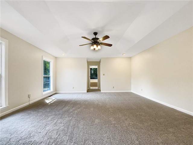 carpeted empty room with ceiling fan