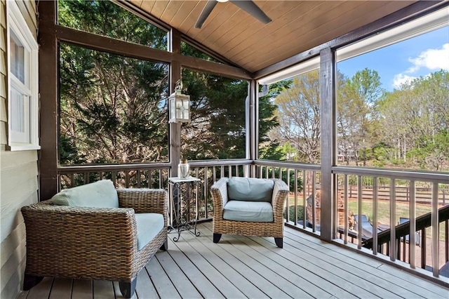 410 Hickory Fairway Ct, Woodstock, GA 30188 - sunroom / solarium featuring ceiling fan, healthy amount of natural light, and lofted ceiling