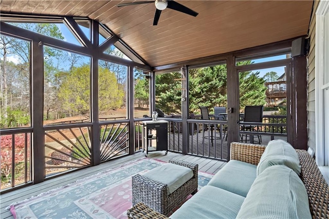 410 Hickory Fairway Ct, Woodstock, GA 30188 - sunroom featuring a ceiling fan and vaulted ceiling
