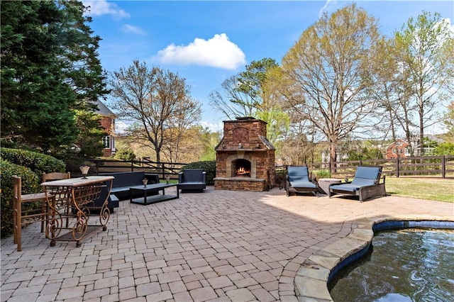 410 Hickory Fairway Ct, Woodstock, GA 30188 - view of patio / terrace featuring a pool and an outdoor living space with a fireplace