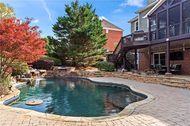 410 Hickory Fairway Ct, Woodstock, GA 30188 - outdoor pool featuring a patio area, stairs, and a deck