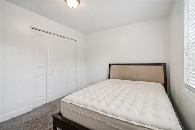 carpeted bedroom with a closet