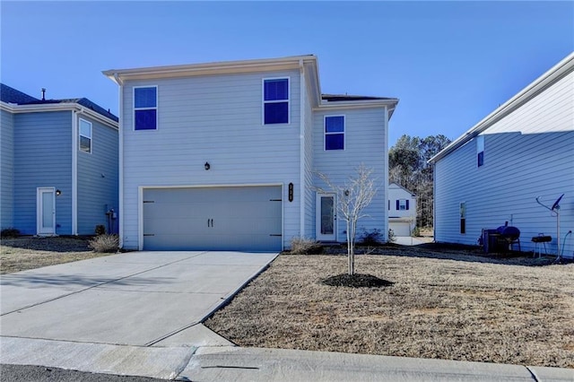 exterior space with a garage