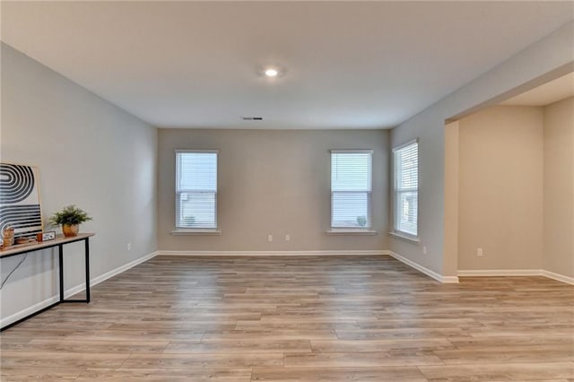 unfurnished living room featuring light hardwood / wood-style floors