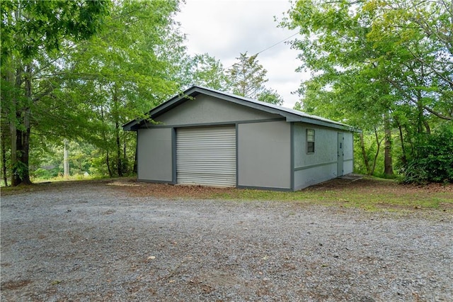 view of detached garage